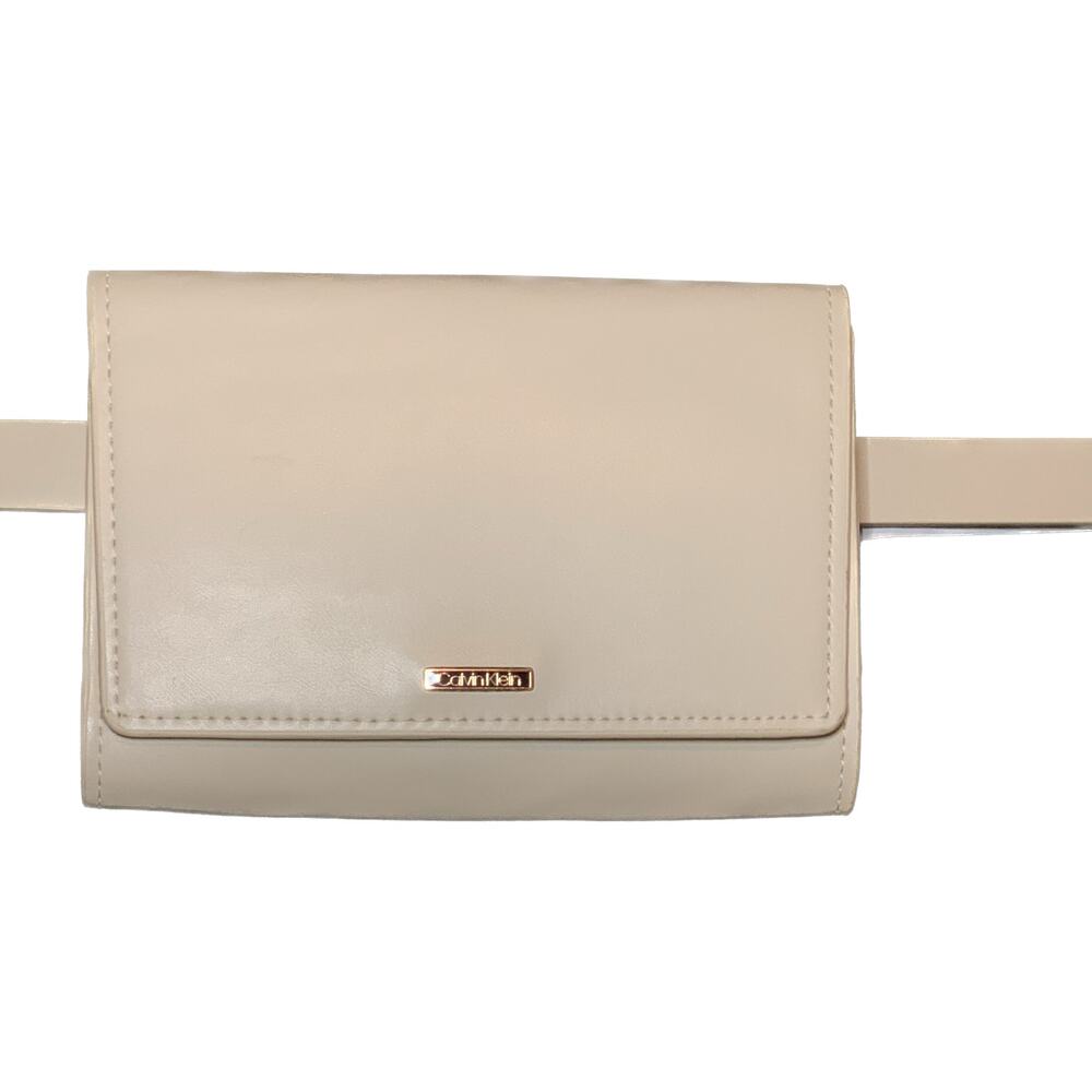 Calvin Klein Belt Bag Cream White & Gold Tone Metals Small/Medium Travel Trendy